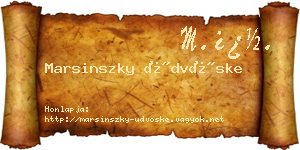 Marsinszky Üdvöske névjegykártya